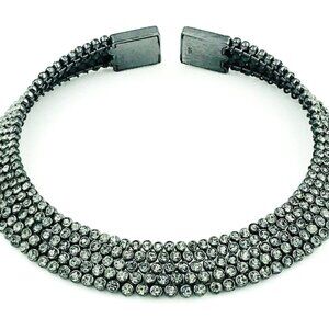 JOAN BOYCE SPRING INTO FABULOUS NECKLACE COLLAR GRAY GREY CZ CRYSTAL RHINESTONE